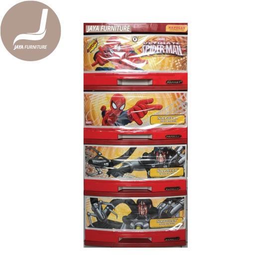 Lemari Plastik Napolly Laci 4 Susun Spiderman