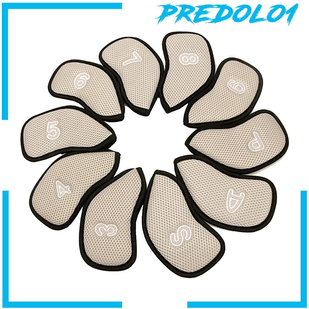 [PREDOLO1] 10Pcs/Pack Meshy Golf Iron Covers Set Headcover Fit Most Irons