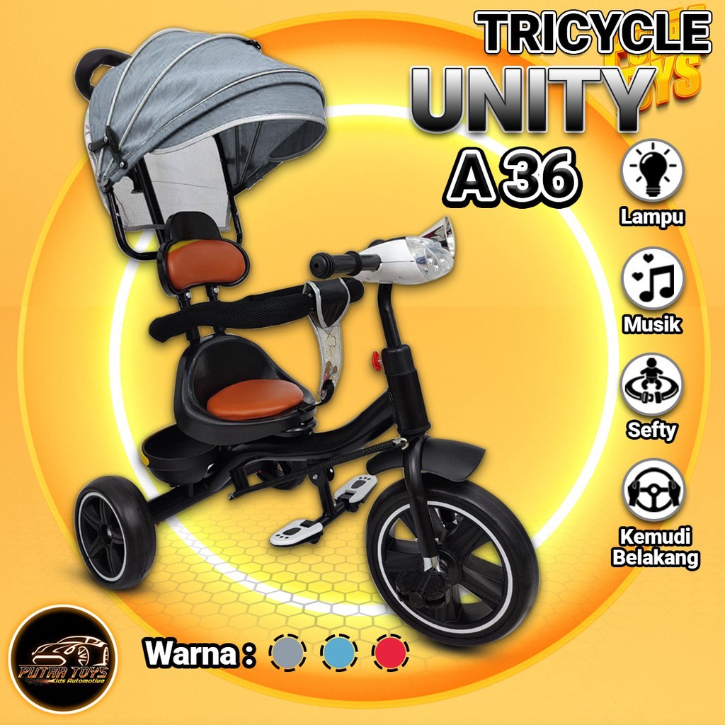 Sepeda Roda Tiga Anak Tricycle UNITY A36 Musik dan Lampu