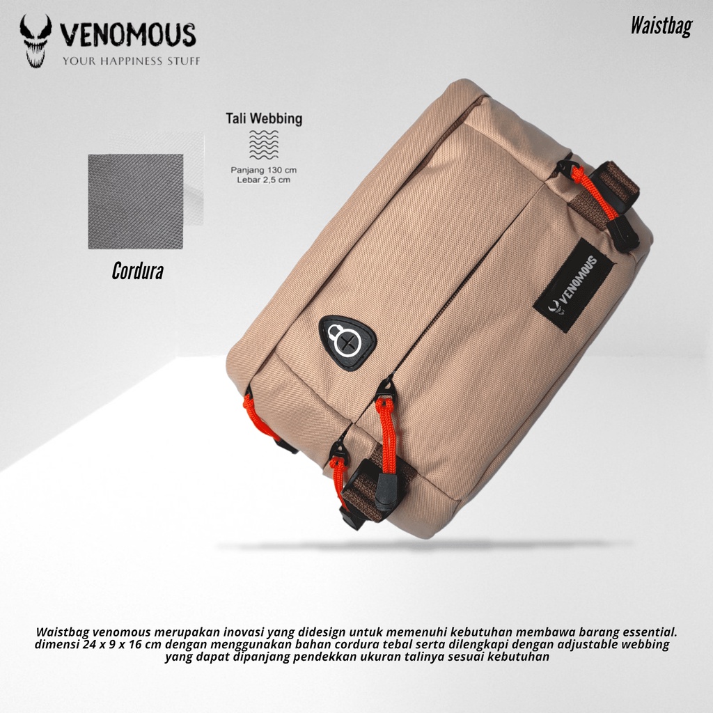 Tas Pinggang Waist Bag Venomous Yong Grey - Tas Pinggang Pria Terlaris Uniex