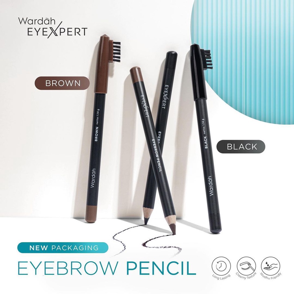 Wardah Eye Brow Pencil With Brush Pensil Alis Coklat dan Hitam Sikat