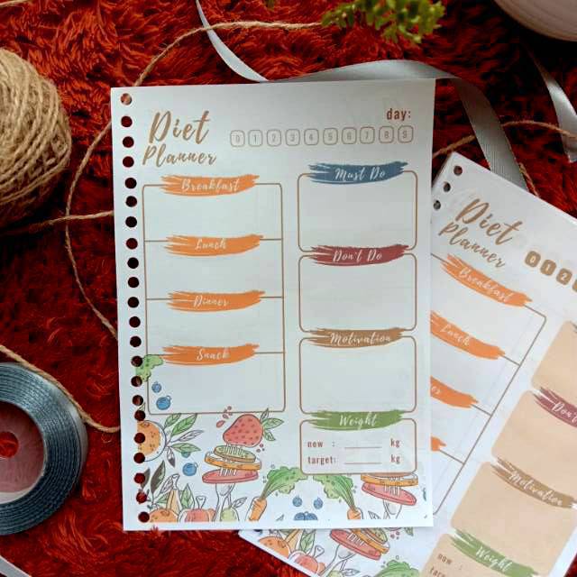 Kertas Planner Diet A5 / Journal Diet / Isi Binder