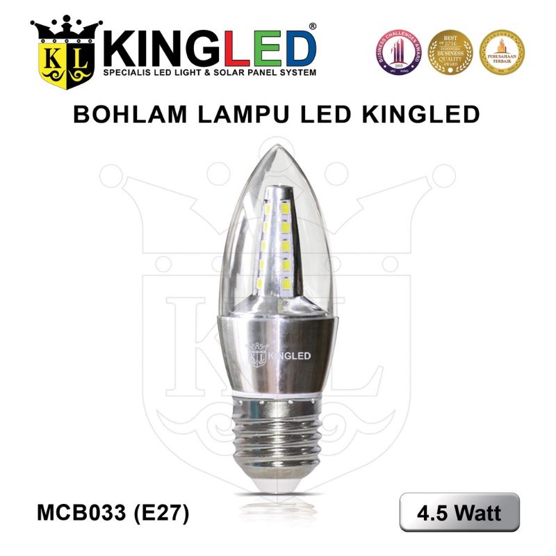 KINGLED Bola Lampu Hias LED 4,5 Watt / Candle Light LED 4.5Watt / Putih Kuning E14 E27