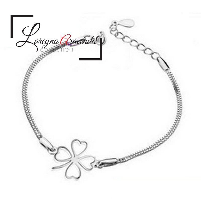 Gelang Tangan Titanium Wanita Model Lucky Clover GL004