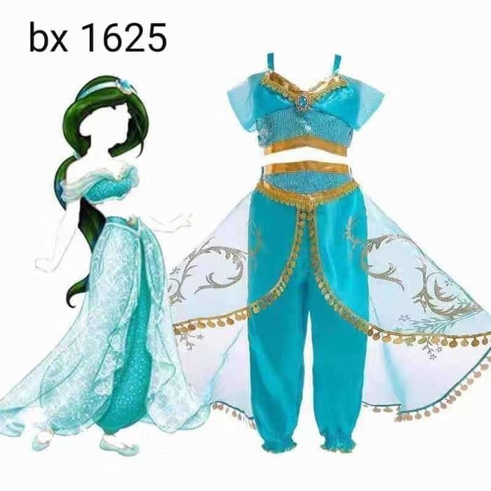 Kostum Anak Jasmine II Aladdin Princess Dress Gaun Baju Pesta Ultah Import