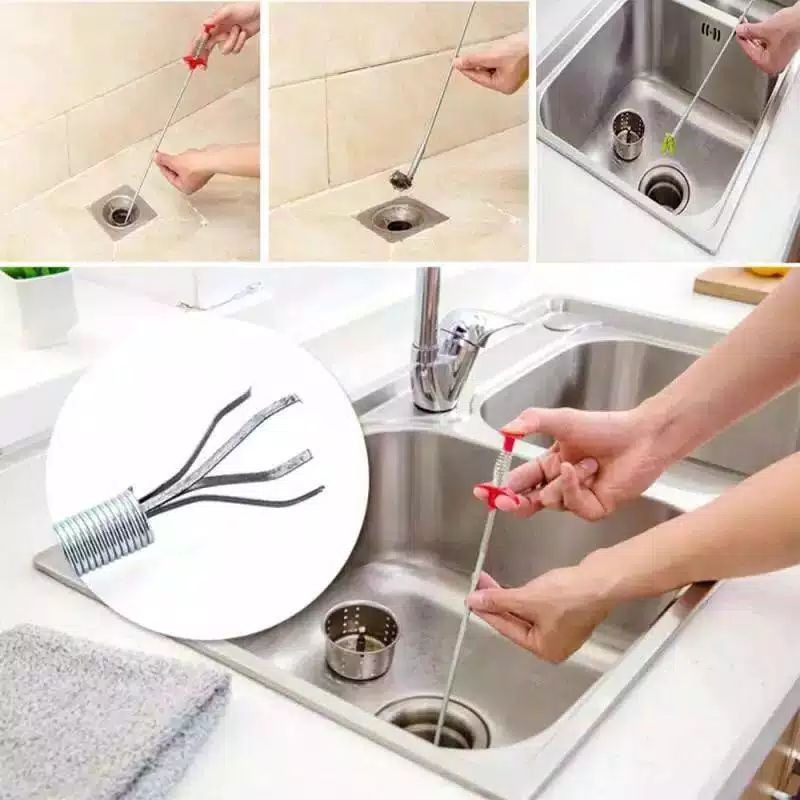 Kawat Pencapit Penjepit Lobang Pipa Kawat Penjepit Lobang Wastafel 60CM Anti Mampet
