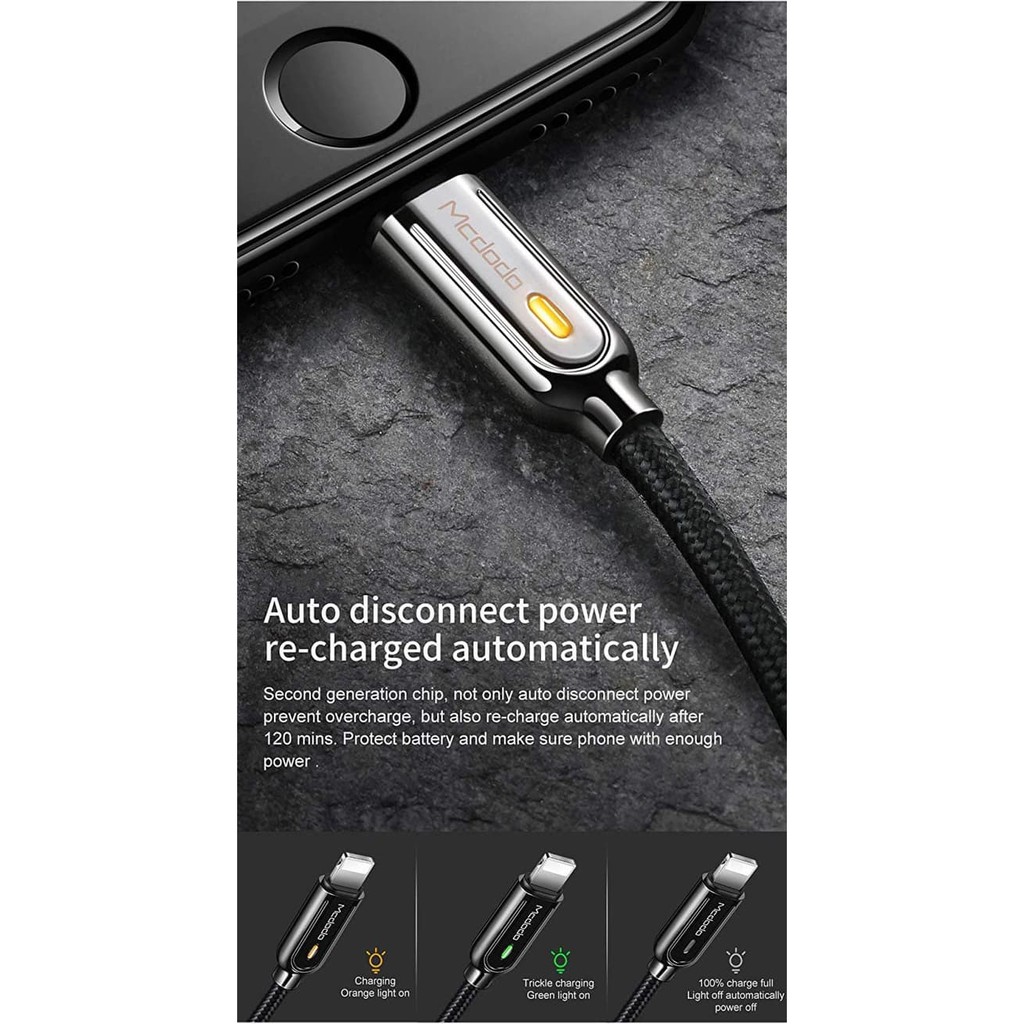 MCDODO CA-5261 KABEL CHARGER UNTUK IPHONE LIGHTNING AUTO POWER OFF 2A 1.2M