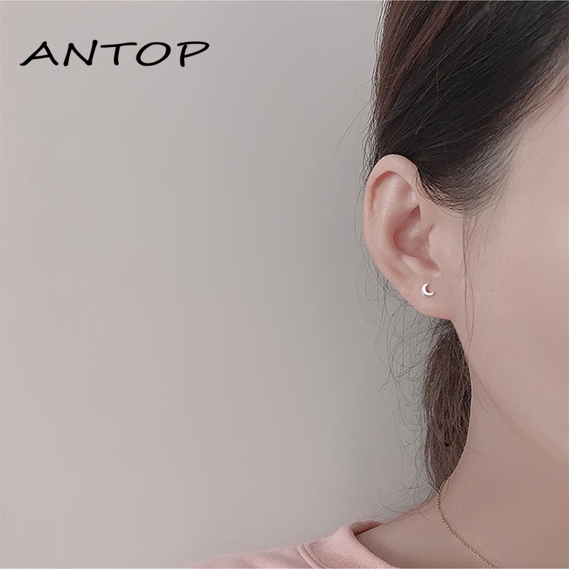 Fashion Korea Anting Bulan Hypoallergenic Untuk Wanita Perhiasan Manis Menyegarkan 2021 ANTOP