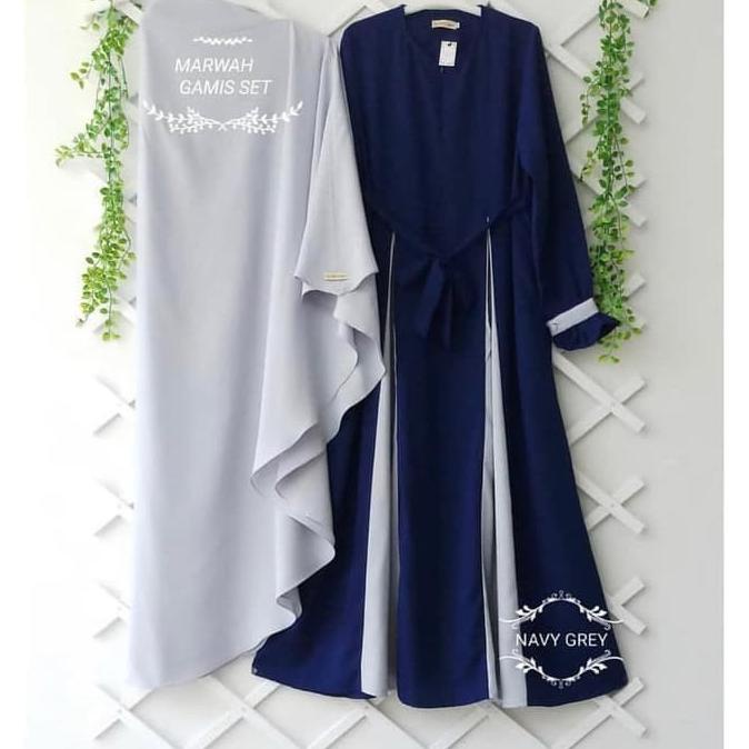 Marwah Gamis Set Hijab Baju Muslim Original Gamis Syari Casual
