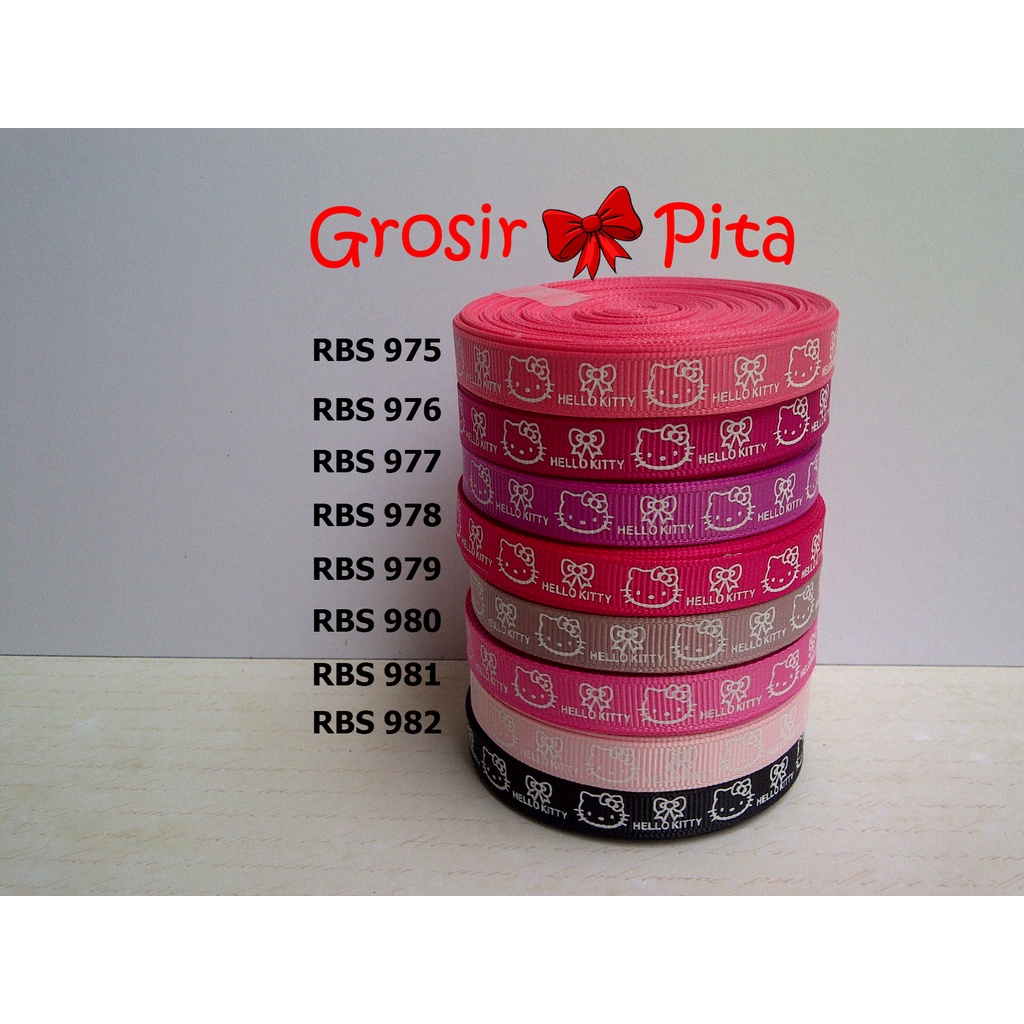 

(25 yard) Pita Grosgrain Motif Hello Kitty RBS 975,976,977,978,979,980,981,982 | Toko Bahan Craft | Grosir Pita