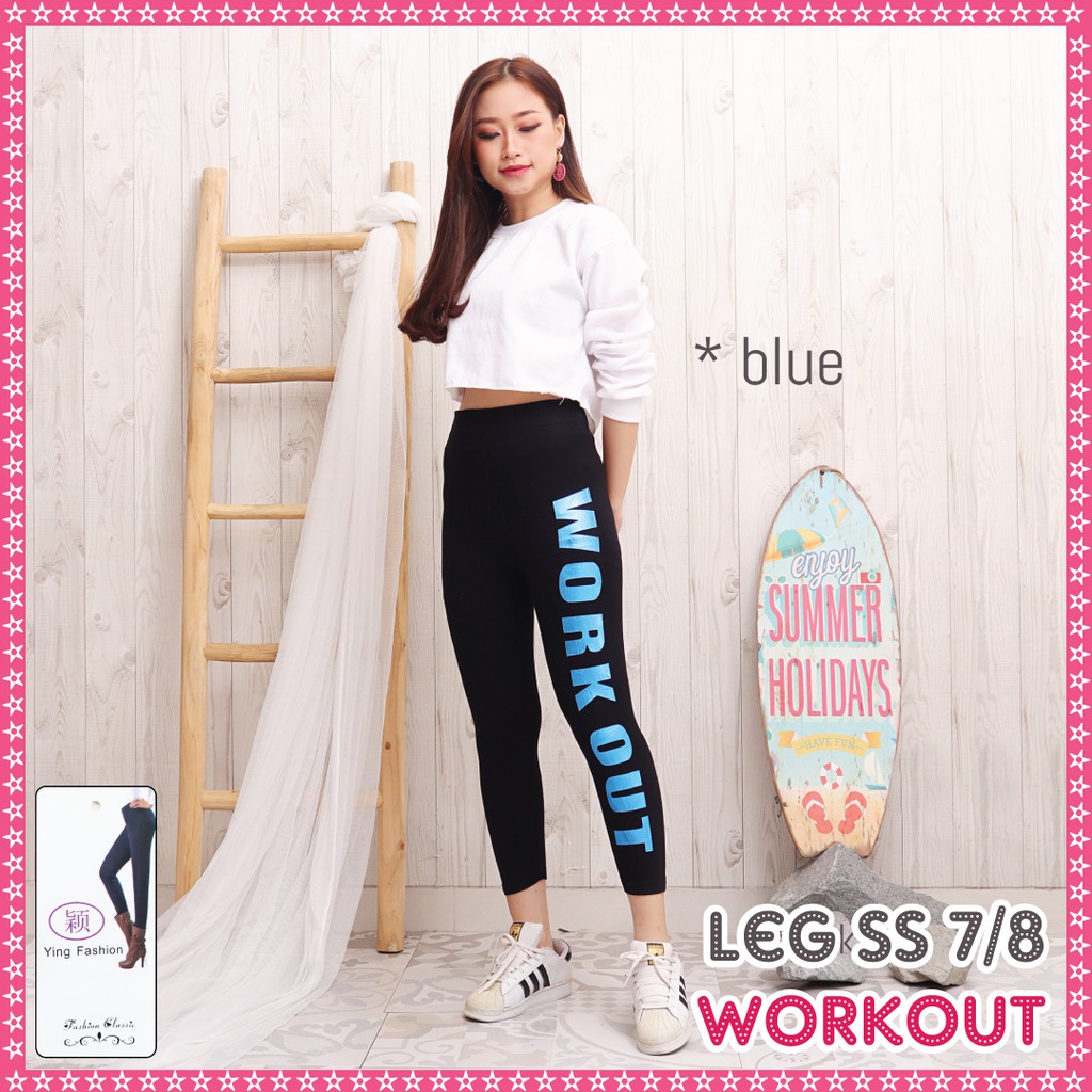 Legging Workout Pendek wanita / Legging ss workout pendek/ Legging sablon samping / legging jumbo work out