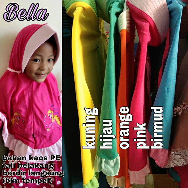 Kerudung jilbab anak bordir pony tali belakang