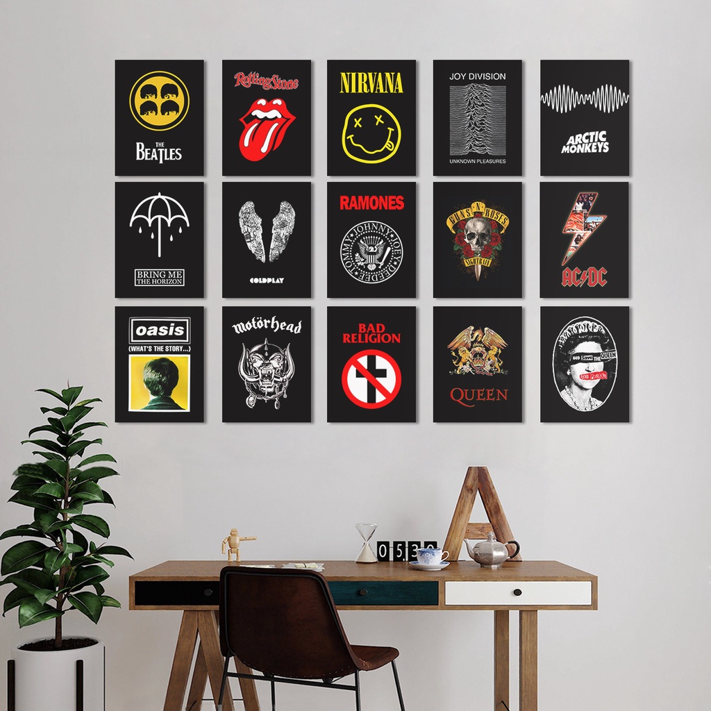 Poster MUSIC BAND Hiasan Dinding Wall Decor Kamar Poster Dinding  Retro Aesthetic