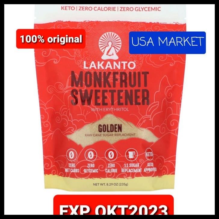 

TERBARUU!! Lakanto monkfruit monk fruit sweetener ,erythritol ,golden 235 grm TERBARU