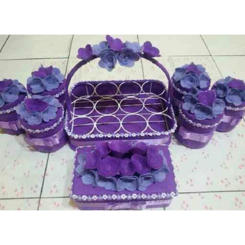 Toples Lebaran Hias Flanel Bunga Ungu Muda & Ungu Tua