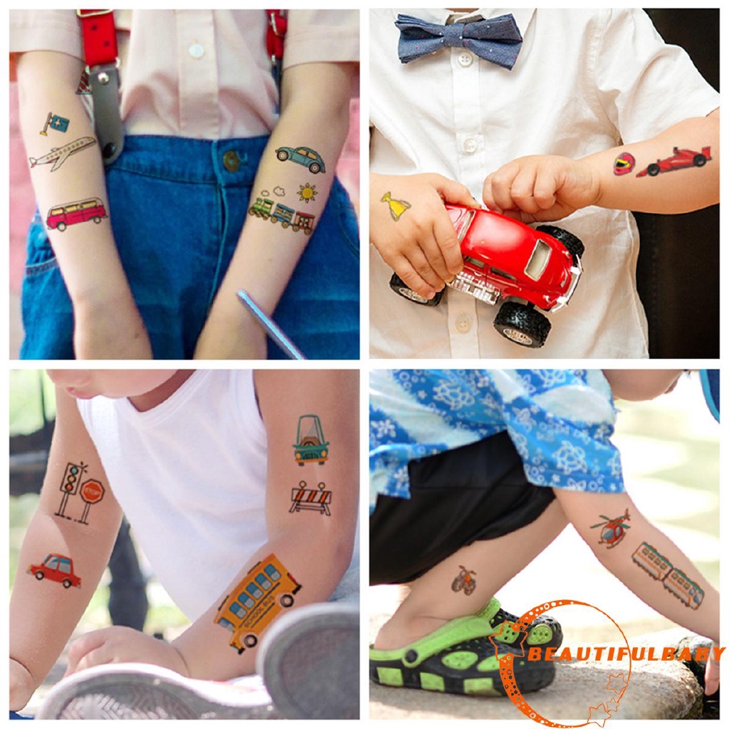 Stiker Tato Temporer Anti Air Tidak Beracun Gambar Kartun Anak