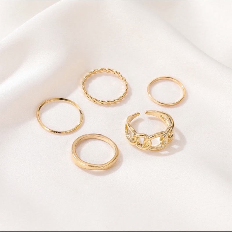 set cincin korea 5pcs cincin fashion cincin aneka bentuk pria dan wanita cincin unik