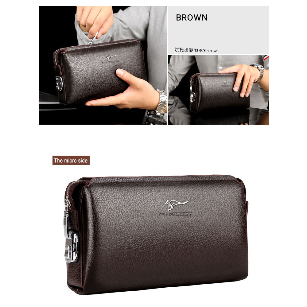 [ORIGINAL] Yueskangaroo Handbag Kulit Kunci Kombinasi Import Pria dan Wanita Anti Thief Clutch Wallet With Key Number