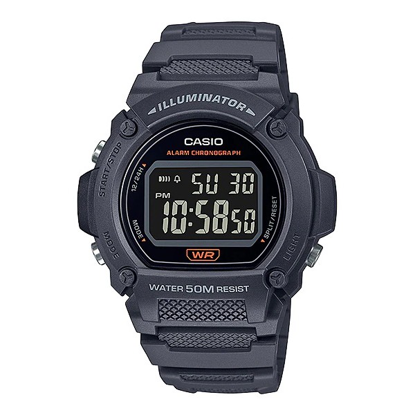 Casio General W219H-1A / W-219H-8B 2A 2A2 4A 8B Jam Tangan Pria Digital Karet Hitam