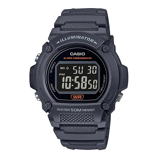 Casio Original W219H-1A / W-219H-8B 2A 2A2 4A 8B Jam Tangan Pria Digital Karet Hitam