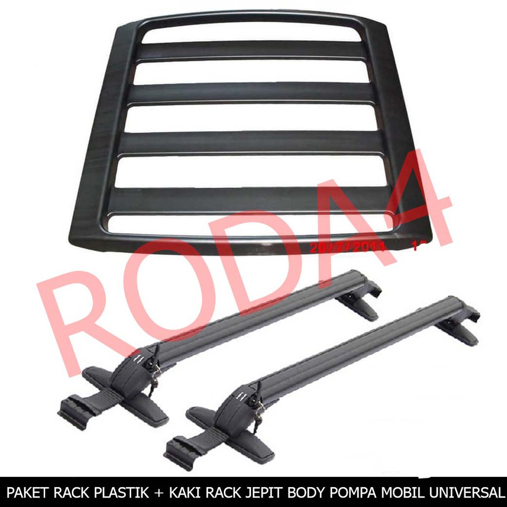 Paket Roof Rack Bagasi dan Cross Bar Jepit Body Pompa Mobil Universal