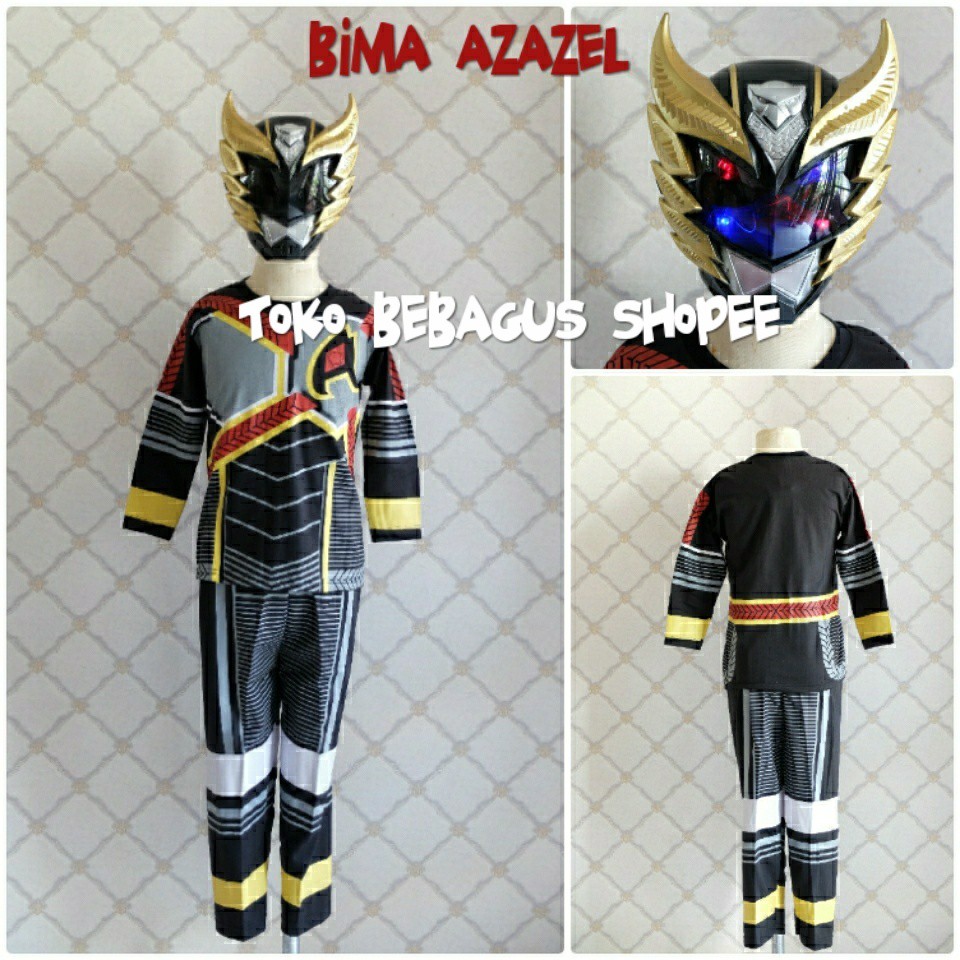 Kostum Superhero Anak Karakter Bima X Hitam Azazel Topeng Nyala Size 4 20 Shopee Indonesia