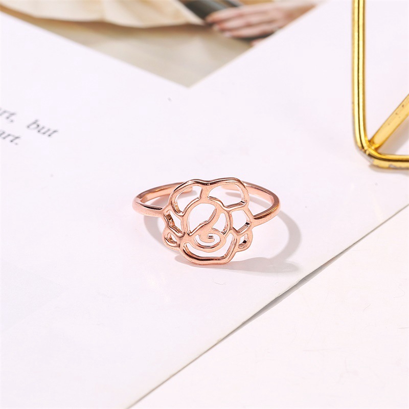 Cincin Mawar Putri Cincin Cut Terbuka Emas Rose Aksesori Mode Eropa Dan Amerika