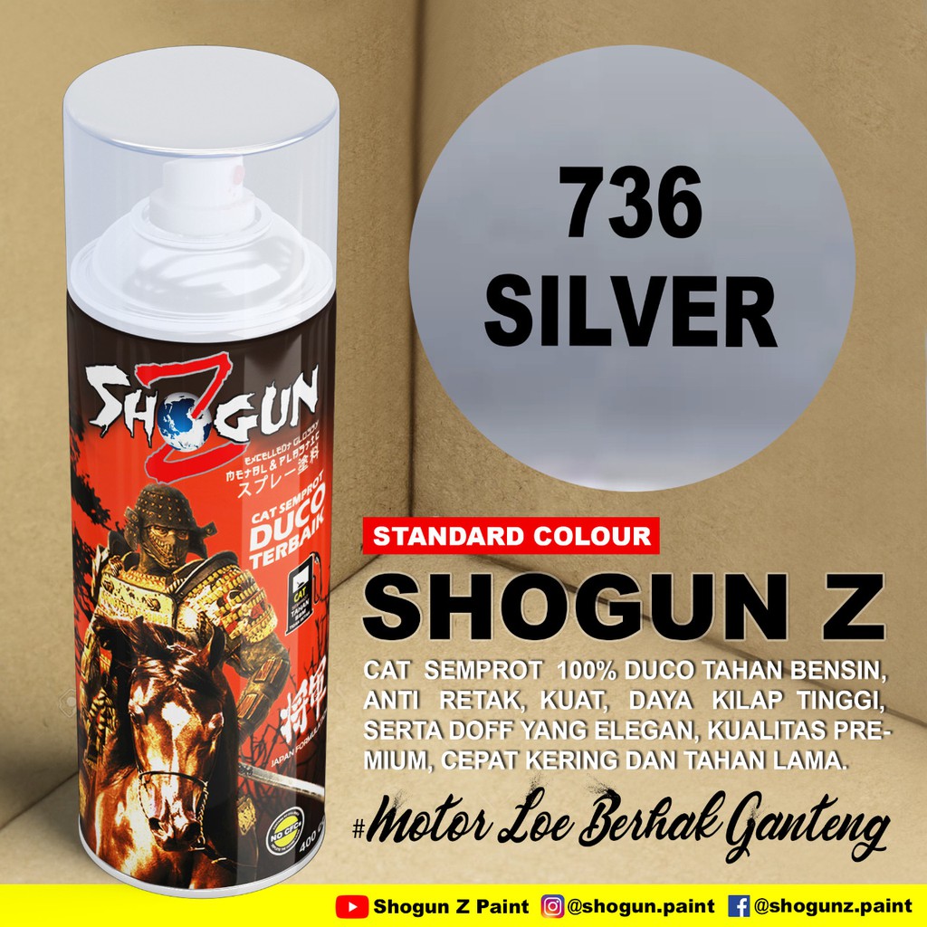 Pilok Shogun Z  Warna Silver / Cat Semprot Mobil & Motor / PiloxTahan Bensin