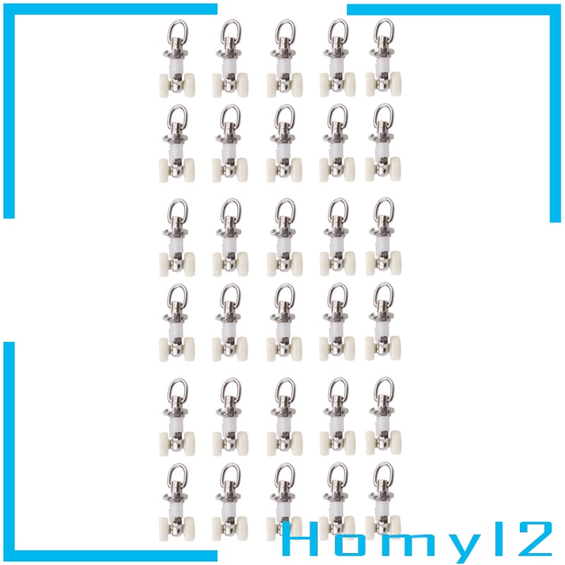 [HOMYL2] 20pcs Curtain Track Rollers Twin Wheeled Carriers Drapery Sliding Glider