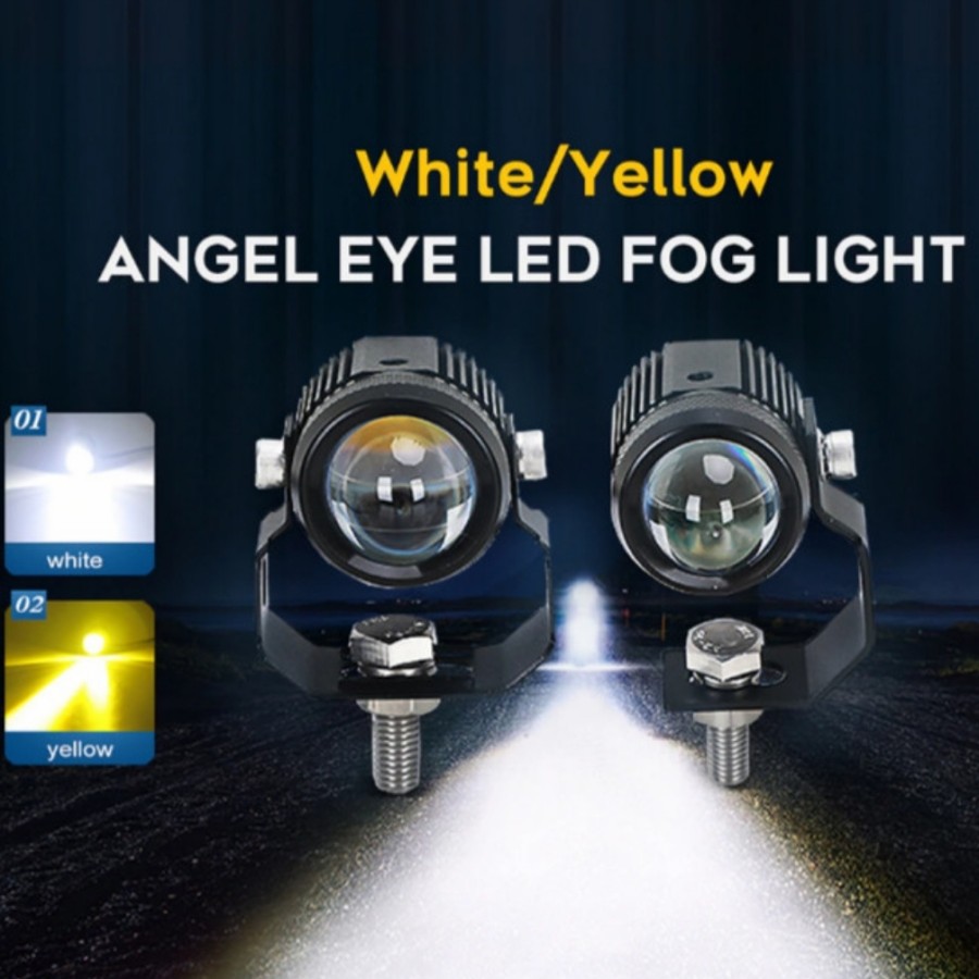 Lampu Sorot Tembak Laser Foglamp Dual Colour Mini Driving LED 2 Warna Aksesoris Variasi Motor