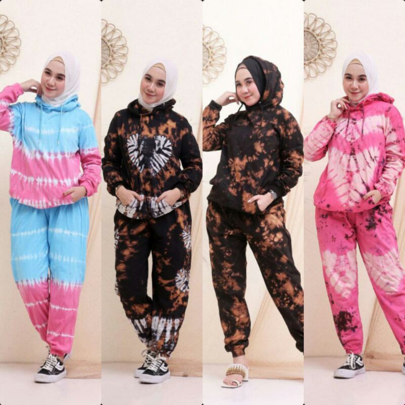 ONE SET HOODIE COTTON TIEDYE PREMIUM