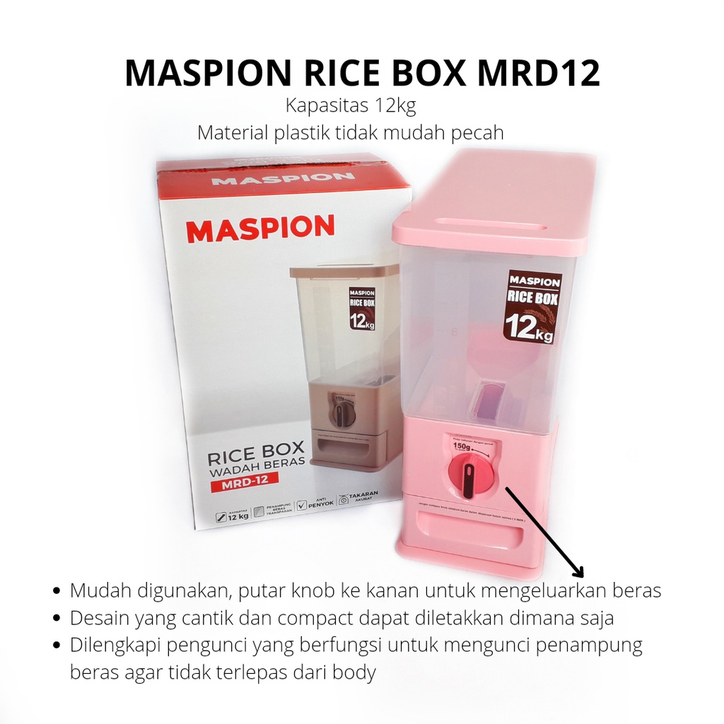 MASPION RICE BOX MASPION 12KG TEMPAT BERAS MASPION ASLI MURAH WADAH BERAS 12 KG