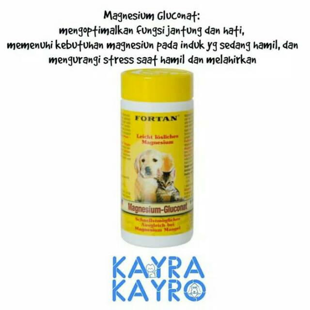 Fortan Magnesium Gluconat for Dog Cat 90 gr - Vitamin Jantung, Hati, & Saraf Induk Anjing Kucing