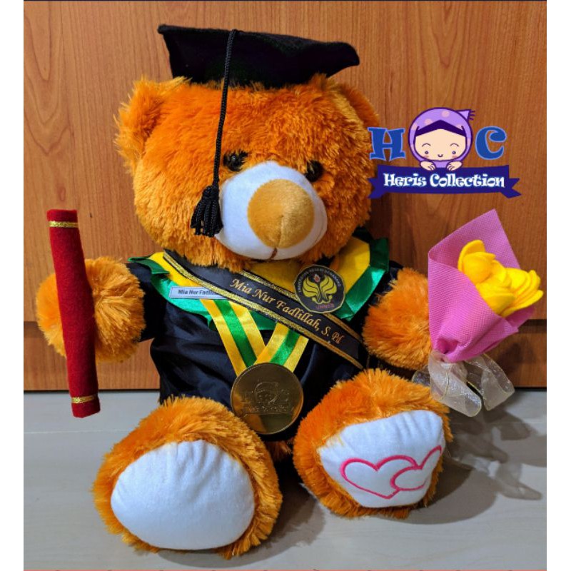Boneka Wisuda Teddy Cokelat Sedang