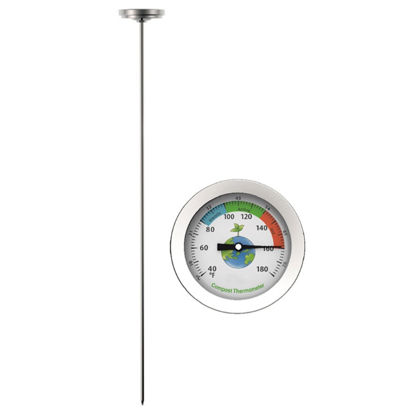 Termometer Pengukur Suhu Tanah Kompos Celcius Bahan Stainless Steel Ukuran 50cm 40-180 Derajat F Dial