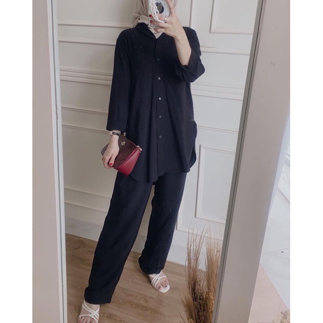 BEFAST - ZFS OOTD Setelan Wanita RENI / REFINA SHAKILA BASIC ONE SET / Atasan Lengan Panjang+Celana Panjang / Setelan Polos Casual / Set Santai Wanita Remaja / Terlaris / Termurah