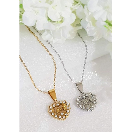 New Kalung Titanium Love Motif full permata Gold dan Silver Antikarat bestquality import