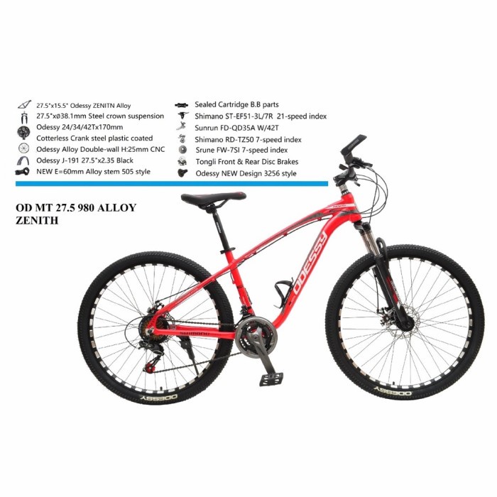 sepeda gunung mtb odessy zenith alloy 27.5 inch