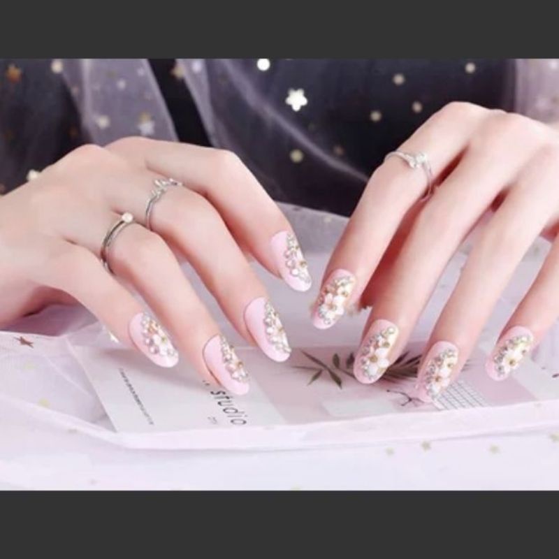 Kuku Palsu 3D/ Nail Art/ untuk Pengantin/isi 24pcs Fake Nails for Bride