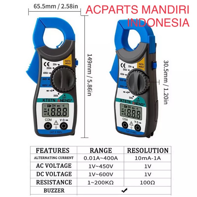 tang ampere digital / digital clamp multi meter ( KT-87N )