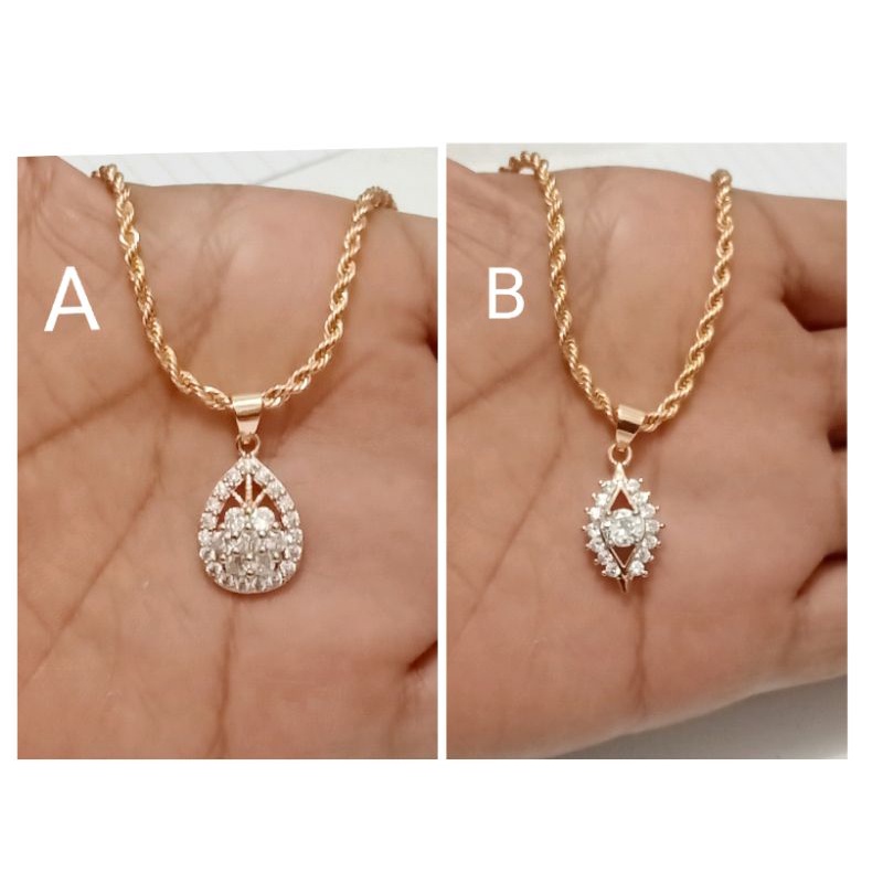 SALnAC22. Kalung xuping wanita lapis emas dgn mata zircon ukuran 45 cm model tambang