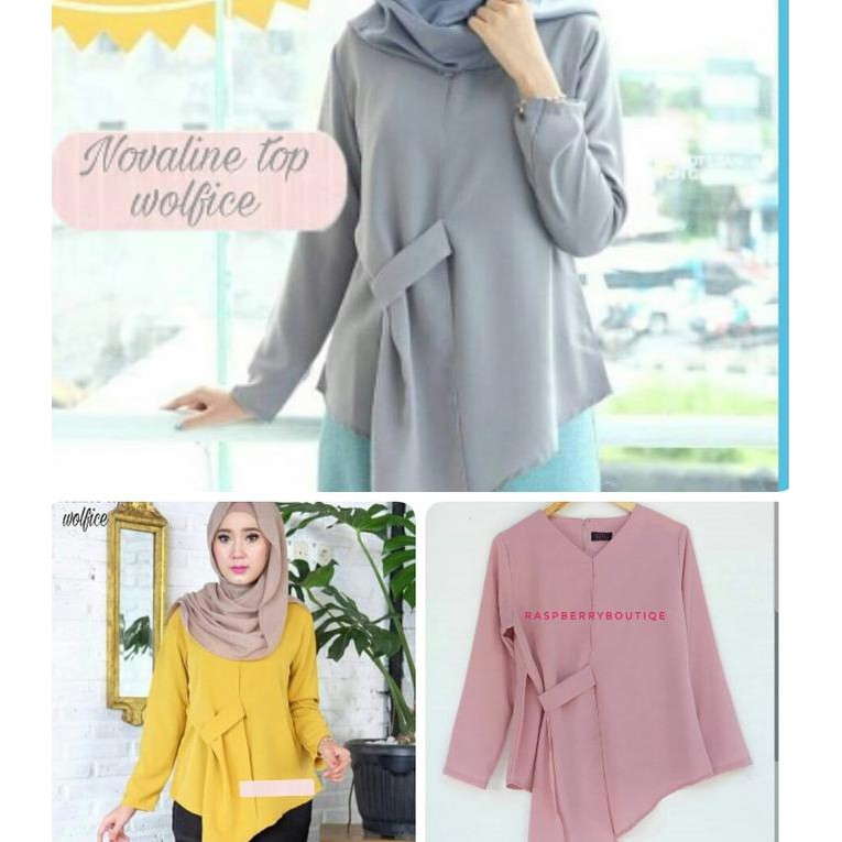 FASHION WANITA DAN PRIA NOVALINE TOP/BLOUSE MUSLIM/ATASAN MUSLIM LENGAN PANJANG