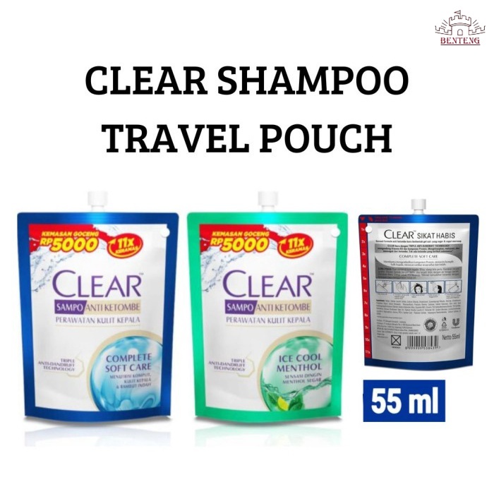 SLC5 - Shampoo Anti Ketombe CLEAR Shampoo 55ml Kemasan Pouch Travel