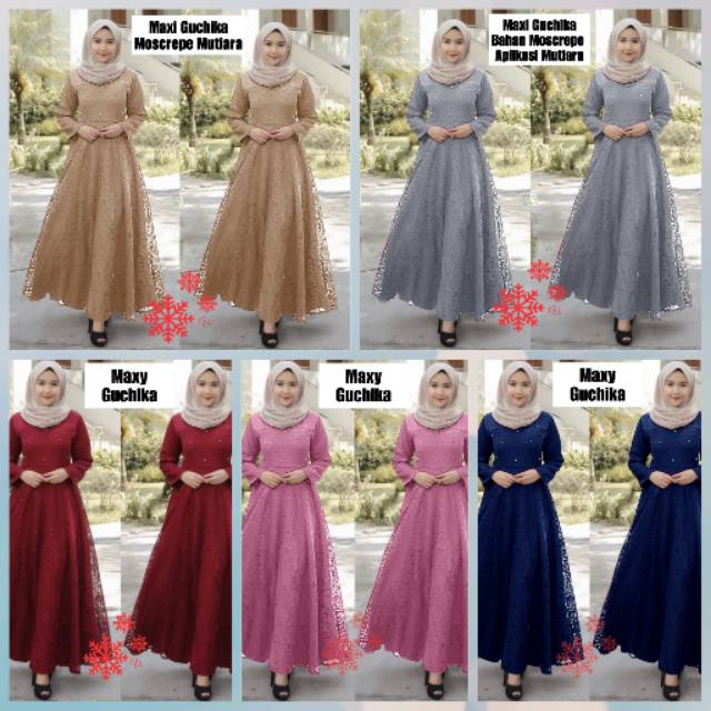 (BISA COD✓)MAXI GUCHIKA/GAMIS MURAH/GAMIS SYARI/GAMIS PESTA/FASHION MUSLIM