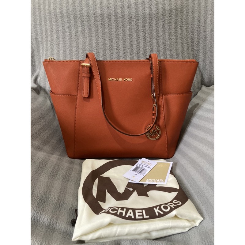 Preloved Tas MK (ORI) Jet Set EW TZ Tote Genuine Leather - Burnt Orange