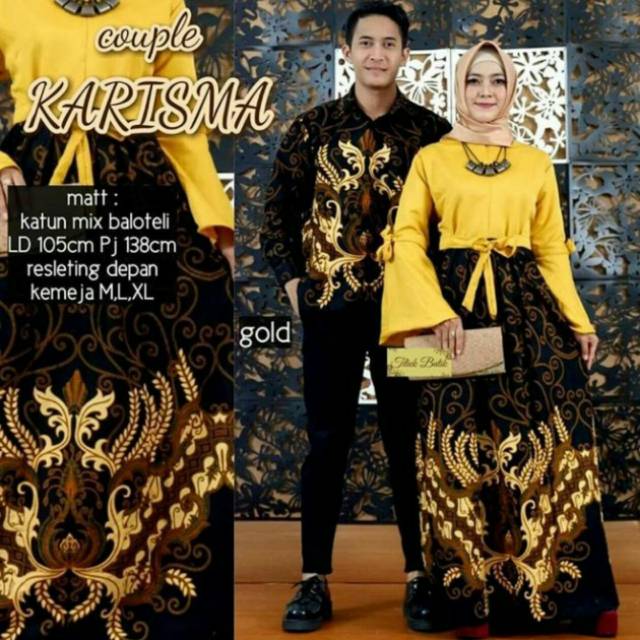 Baju batik couple gamis anak muda model modis kombinasi Balotelli