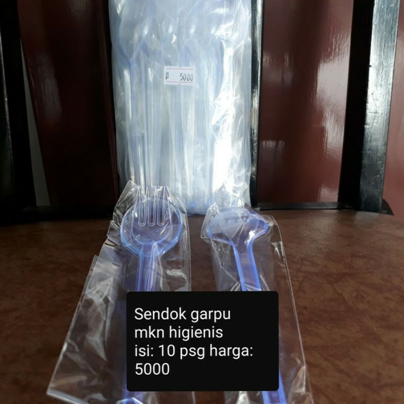 set sendok garpu plastik bening katering catering steril higienis
