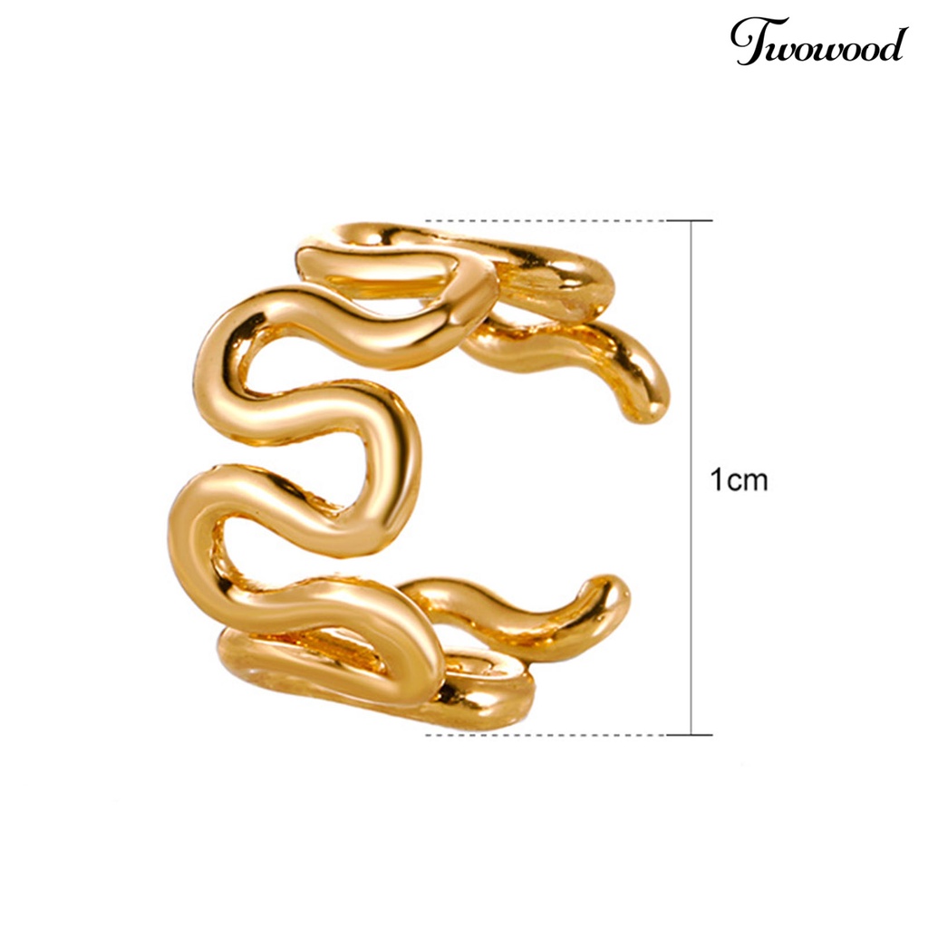 Twowood 1Pc Irregular C-Shape Ear Clip Alloy Hollow Non-Pierced Clip Earring Fashion Jewelry