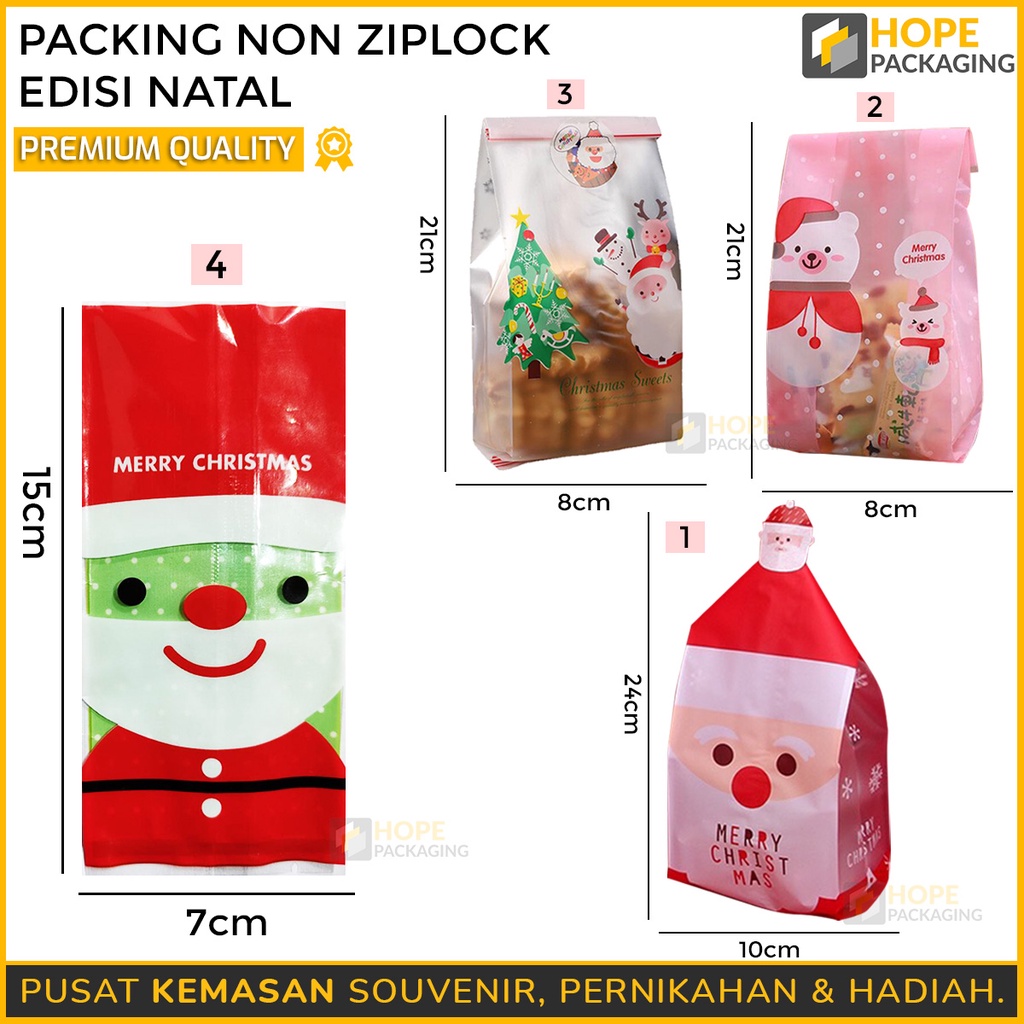 (5 PCS)Packing Kemasan Non Ziplock Spesial Merry Christmas / Natal Souveir Cookies Permen