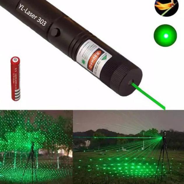 ✳ {BISA ] ORIGINAL Laser Pointer Hijau Recharge 303 10KM Terjauh Jarak Jauh Laser Ijo Leser Pointer